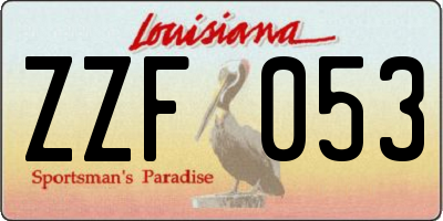 LA license plate ZZF053
