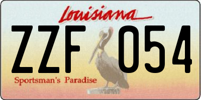 LA license plate ZZF054