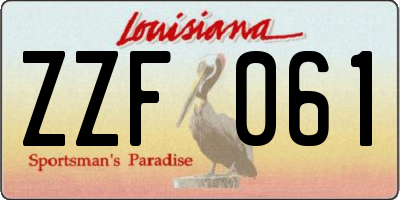 LA license plate ZZF061