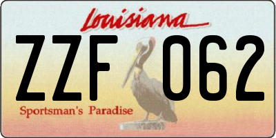 LA license plate ZZF062