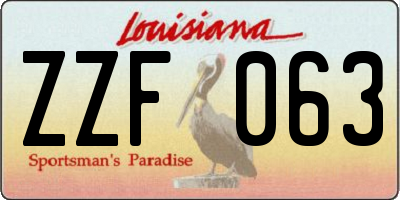 LA license plate ZZF063
