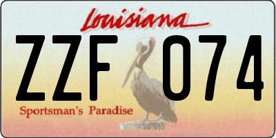 LA license plate ZZF074