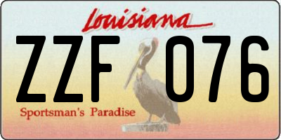LA license plate ZZF076