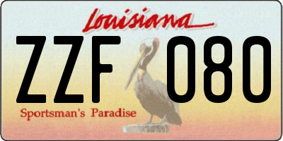 LA license plate ZZF080