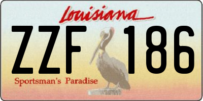 LA license plate ZZF186