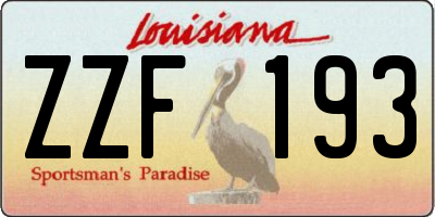 LA license plate ZZF193