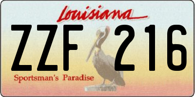 LA license plate ZZF216