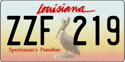 LA license plate ZZF219