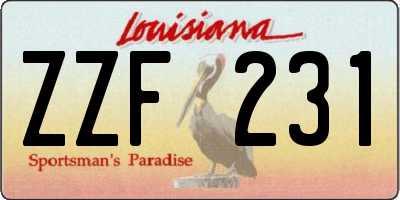 LA license plate ZZF231