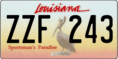 LA license plate ZZF243