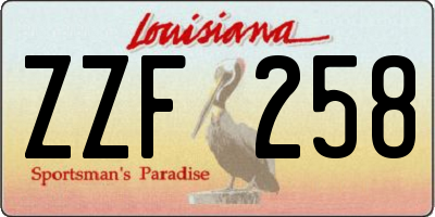 LA license plate ZZF258