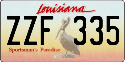 LA license plate ZZF335