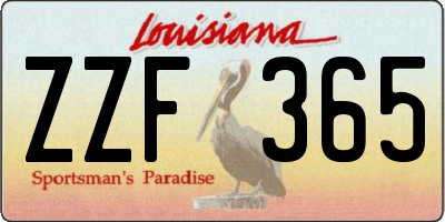 LA license plate ZZF365