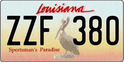 LA license plate ZZF380