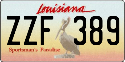 LA license plate ZZF389