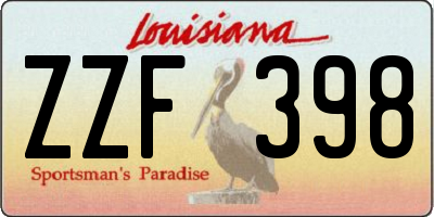 LA license plate ZZF398