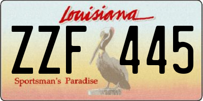 LA license plate ZZF445