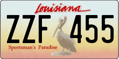 LA license plate ZZF455