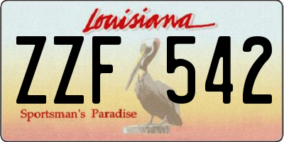 LA license plate ZZF542