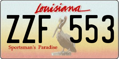 LA license plate ZZF553