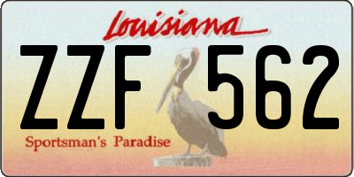 LA license plate ZZF562