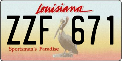 LA license plate ZZF671