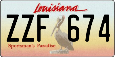 LA license plate ZZF674