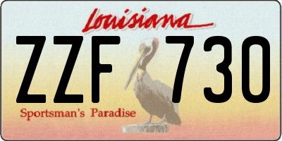 LA license plate ZZF730