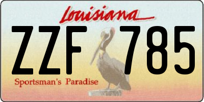 LA license plate ZZF785