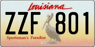 LA license plate ZZF801