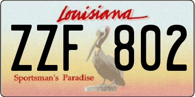 LA license plate ZZF802