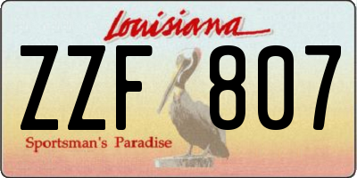 LA license plate ZZF807