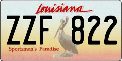 LA license plate ZZF822