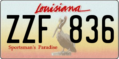 LA license plate ZZF836
