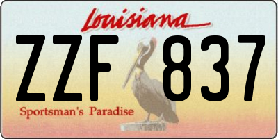 LA license plate ZZF837
