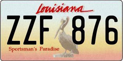 LA license plate ZZF876