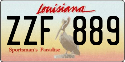 LA license plate ZZF889
