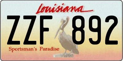 LA license plate ZZF892