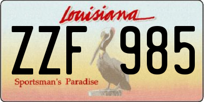 LA license plate ZZF985