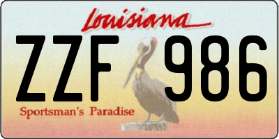 LA license plate ZZF986