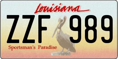 LA license plate ZZF989