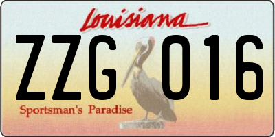 LA license plate ZZG016