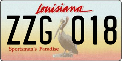 LA license plate ZZG018