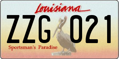 LA license plate ZZG021
