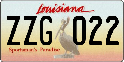 LA license plate ZZG022