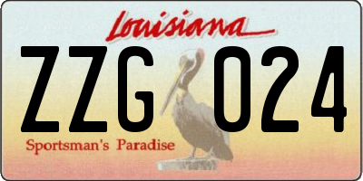 LA license plate ZZG024