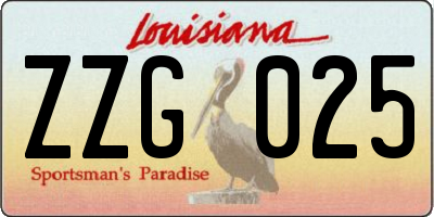 LA license plate ZZG025