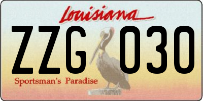 LA license plate ZZG030