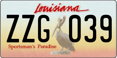 LA license plate ZZG039