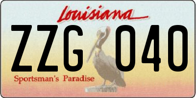 LA license plate ZZG040